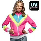 Boland - Trainingsjasje Retro babe neonroze (S) - Volwassenen - -