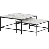 Vicco Ramio Salontafel set – 80 x 80 cm 2 delen Wit/zwart