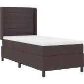 vidaXL LED Box Spring Bed met matras Donkerbruin 90 x 190 cm Stof