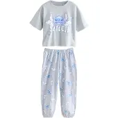 Next Nachtkledij 'Disney Lilo and Stitch' royal blue/koningsblauw / lichtblauw / lichtgrijs / wit