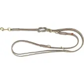 Trixie - Hondenriem Pure - Verstelbaar - Rond Gestikt - Leer - Lichtgrijs - 200X1 cm