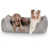 Knuffelwuff Hondenbed Dreamline van velours XXL 120 x 85cm grijs