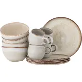Bloomingville Sandrine ontbijt servies naturel set van 12 stuks - 82068731