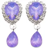 Charme Bijoux Clip Oorbellen-paars-Strass-Kunststof-geen gaatje-