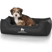 Knuffelwuff kunstleer hondenbed Sidney M-L 85 x 63cm zwart