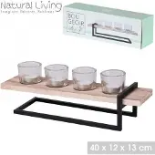 Natural Living Kaarsenhouder - 40x12x13cm