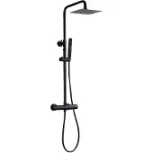 Boss & Wessing Regendoucheset bws thermostatisch square met handdouche mat zwart