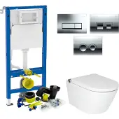 Geberit up100 Toiletset RapoWash Basic By | Met Bidetspoeler | Delta Drukplaat