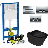 Geberit up100 toiletset set 45 wiesbaden vesta rimless mat zwart met delta drukplaat