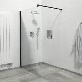 Marenza Bellini Inloopdouche - 30x200cm - helder glas - mat zwart WR30-B/C