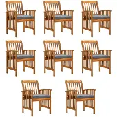 vidaXL Tuinstoelen 8 stuks met kussens, massief acaciahout