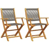 vidaXL Tuinstoelen 2 st massief acaciahout en polypropeen grijs