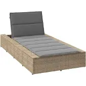 vidaXL Ligbed met zwevend kussen poly rattan beige