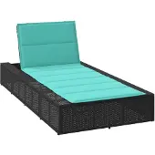 vidaXL Ligbed met zwevend kussen poly rattan zwart