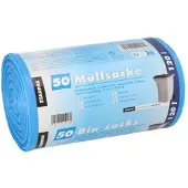 Papstar 50 Industriezakken, HDPE 120 l 110 cm x 70 cm blauw