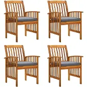 vidaXL Tuinstoelen 4 stuks met kussens, massief acaciahout