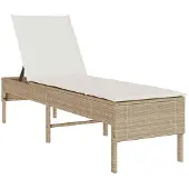 vidaXL Ligstoel met kussen beige 55x200x44cm polyrotan