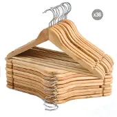 MSV Kledinghangers - Set van 36 - Kleerhangers - Hout - Beige