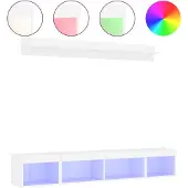 vidaXL 5-delige Tv-wandmeubelset met LED-verlichting bewerkt hout wit