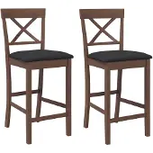vidaXL Barkrukken met kussens 2 stuks Bruin massief hout rubber