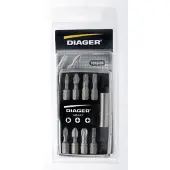 Diager Bitset 9-delig PZ-PH-Torx met magnetische bithouder