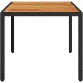vidaXL Tuintafel met acaciahouten blad 150x90x75 cm poly rattan zwart