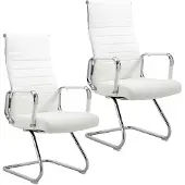 SVITA OFFICE COMFORT 2x Bezoekersstoel Kunstleder Cantilever met Armleuningen Wit