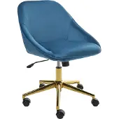 Beliani BARDSDALE - Bureaustoel - Marineblauw - Fluweel