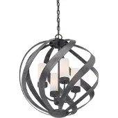 QUOIZEL Hanglamp Blacksmith, dimbaar, zwart, Hal, metaal, hanglamp