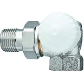 Heimeier V-Exact radiatorafsluiter dubbel haaks rechts 3/8 Vernikkeld