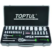 Toptul Dopsleutelset 1/4 inch, 1/2 inch 34 teilig