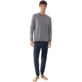 Mey Pyjama lang 'Pure Night' navy / grijs
