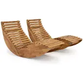Garden Point Set van twee Kanpur houten ligstoelen