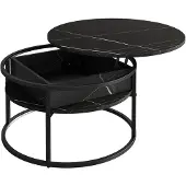 Vicco Marlo Salontafel – 77 x 77 cm Zwart/marmer-wit
