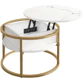 Vicco Marlo Salontafel – 57 x 57 cm Marmer Wit/Goud