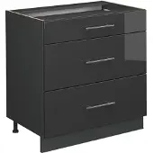 Vicco Fame-Line Keukenonderkast – 80 cm met 3 laden, WB Antraciet Antraciet Hoogglans