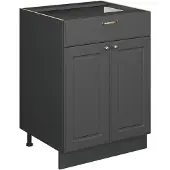 Vicco Fame-Line Keukenonderkast – 60 cm met lade, WB Marmer Anthrazit-Gold Landhaus