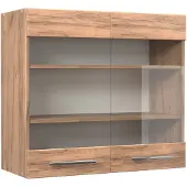 Vicco Fame-Line Glazen keukenkast – 80 cm Krachtige eik goud