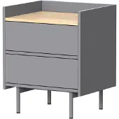 Vicco Velina Nachtkastje – 48 x 58 cm met 2 lades Grijs/eiken