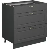 Vicco Fame-Line Keukenonderkast – 80 cm met 3 laden, zonder werkblad Anthrazit-Gold Landhaus