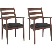vidaXL Eetkamerstoelen met kussens 2 stuks bruin massief hout rubber