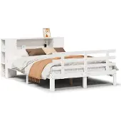 vidaXL Boekenkastbed zonder matras Wit 160x200cm Massief grenenhout