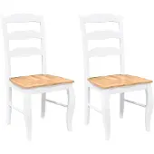 vidaXL Eetkamerstoelen 2 stuks Wit Massief Hout Rubber