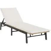 vidaXL Ligstoel met kussen beige polyrotan