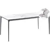 Beliani SOVARETO - Tuintafel - Donkergrijs/Wit - HPL/Aluminium/marmer