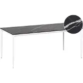 Beliani SOVARETO - Tuintafel - Wit/Zwart - HPL/Aluminium/marmer