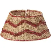 Beliani HIVER - Kerstboomrok - Natuurlijk/Rood - ⌀ 51 cm - Zeegras