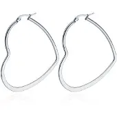 Cilla Jewels Dames oorringen Edelstaal Zilverkleurig hartje-30mm