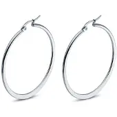 Cilla Jewels Hoop Oorringen Edelstaal Zilverkleurig-60mm