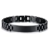 TJ Tom Jaxon Heren armband Tom Jaxon Edelstaal Graveerplaat Zwart - 21cm